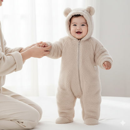 Lunoa™ | Baby Kapuzenstrampler mit Bärenohren, flauschig