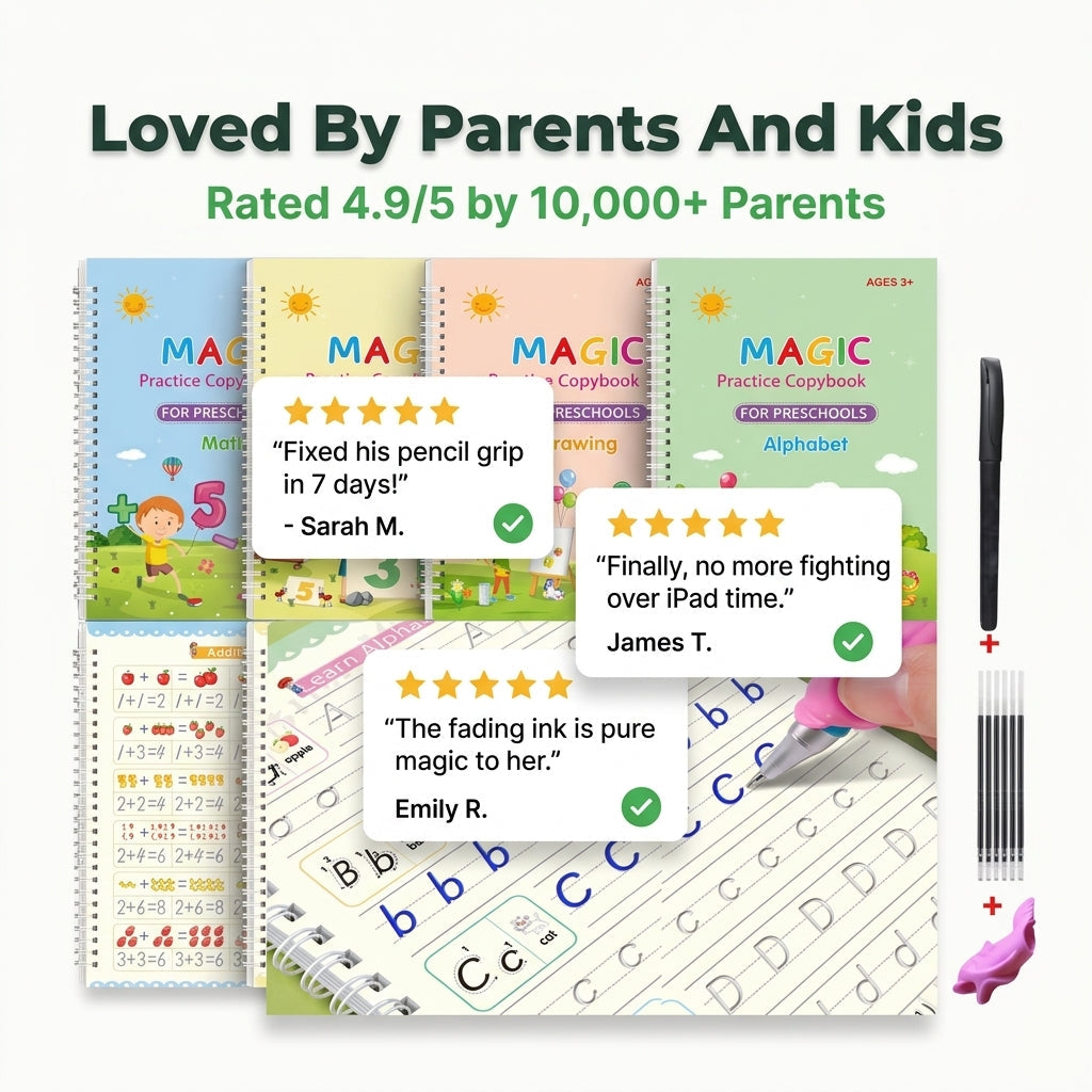 Magic Groove Practice Copybook — Help Kids Learn Writing With Guided Tracing Practice