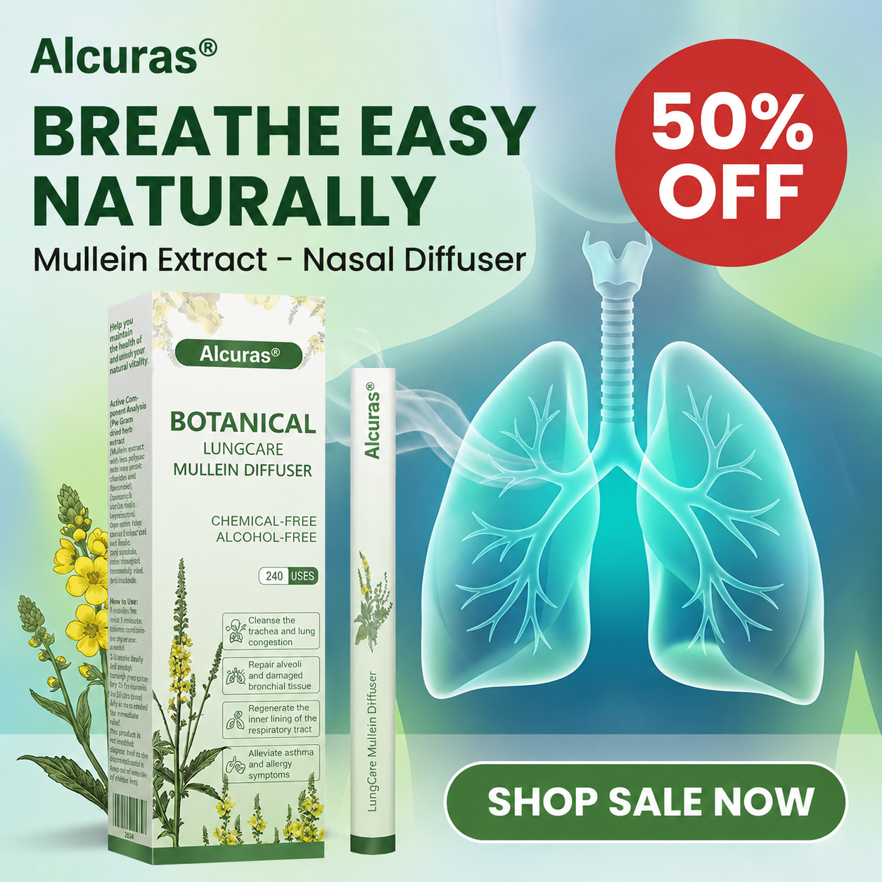 Alcuras® Botanical LungCare – Pflanzlicher Königskerzen-Diffusor