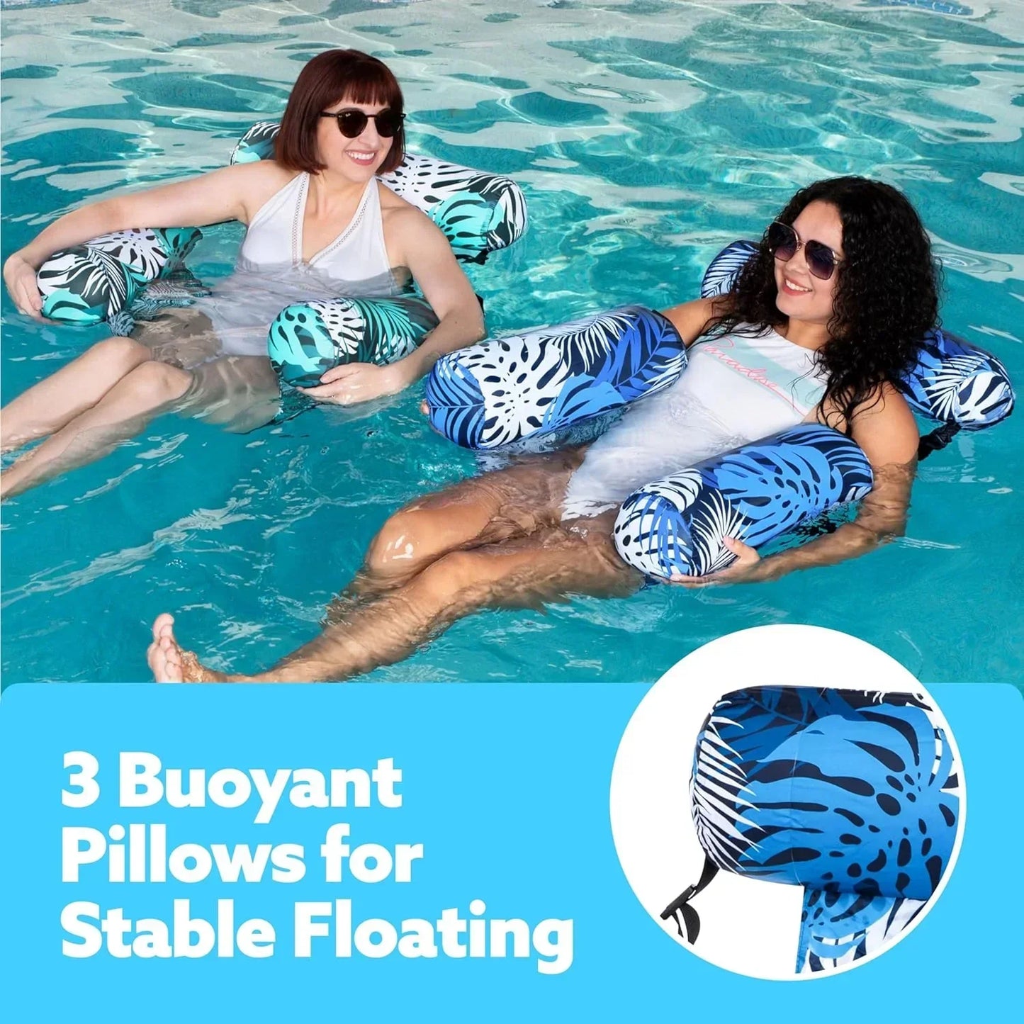 FloatLounge™ | Pool-Liegestuhl – Aufblasbar, Netzsitz & verstellbare Rückenlehne
