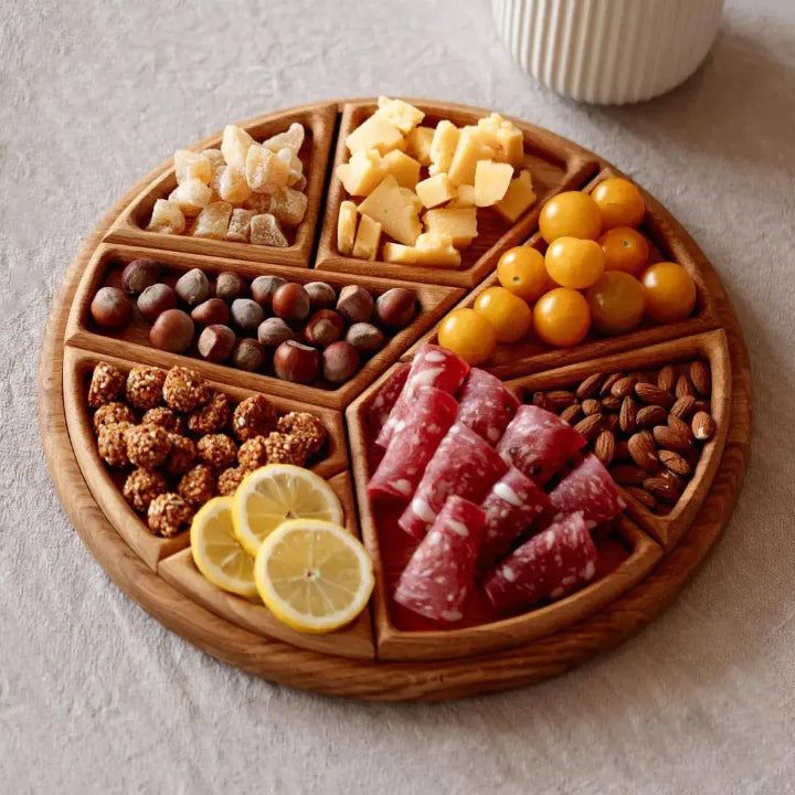 Holz-Serviertablett mit Fächern für Snacks & Vorspeisen