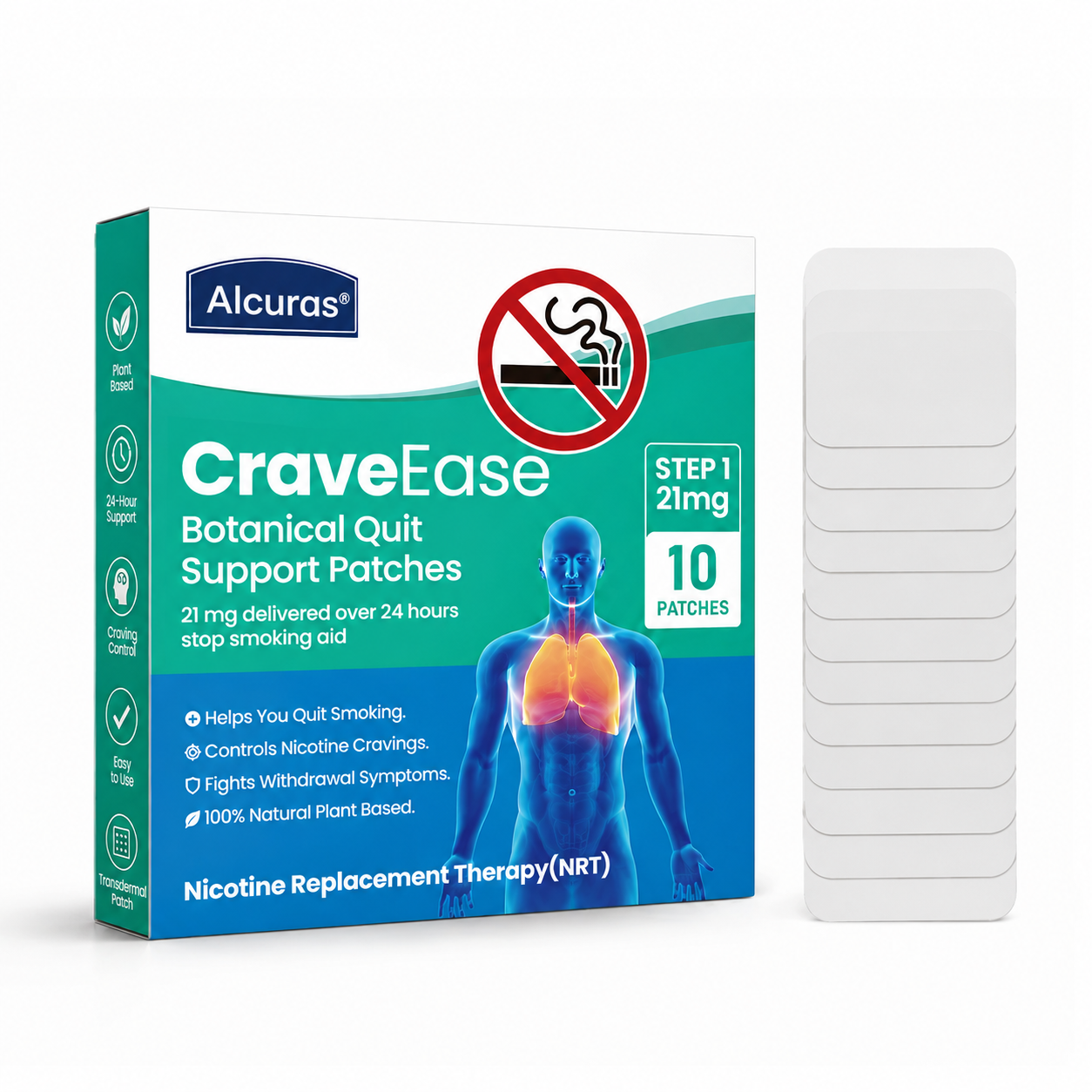 Alcuras® CraveEase – Pflanzliche Nikotinentwöhnungs-Pflaster zur Unterstützung beim Rauchstopp
