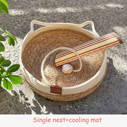 PurrNest™ | Handgefertigtes Katzenbett aus Rebengras