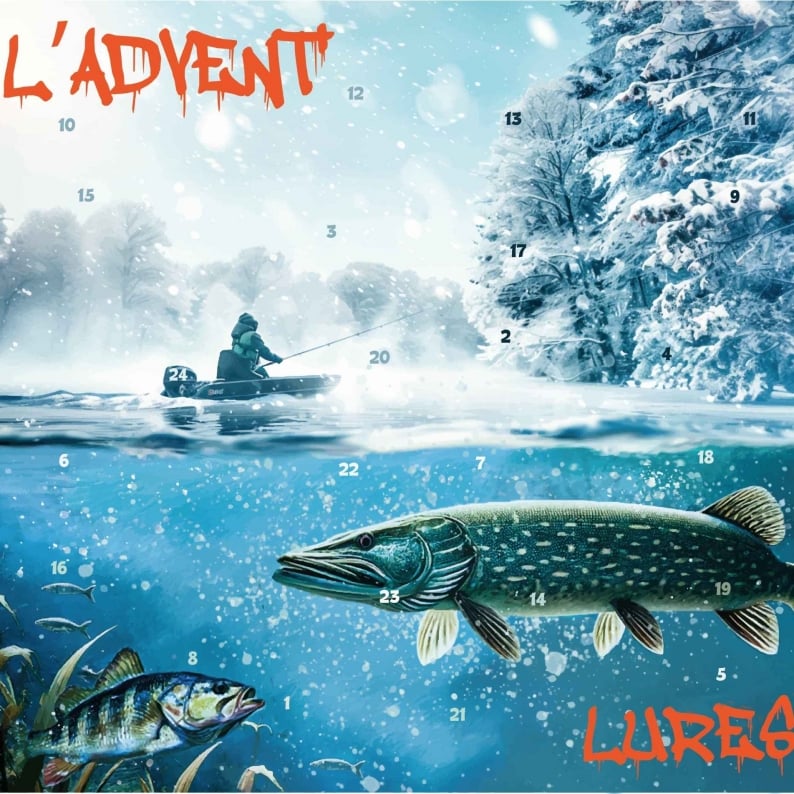Angler Adventskalender mit 24 Premium-Ködern | Sofort einsatzbereit inkl. Haken | Für Süß- & Salzwasser, Geschenk für Angler