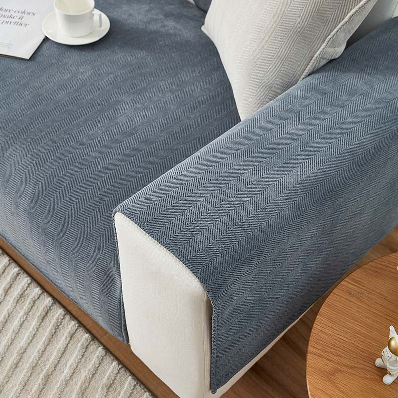 AestheticCover™ | Sofabezug aus Chenille-Stoff mit Fischgrätenmuster