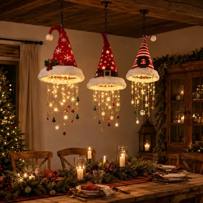 Hängende Weihnachtsmütze mit Licht – Leuchtende Weihnachtsdekoration für Fenster, Tür, Terrasse und Garten
