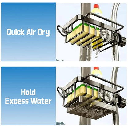 FlowGrip Organizer — am Wasserhahn montierbares Spülbecken-Organizerregal