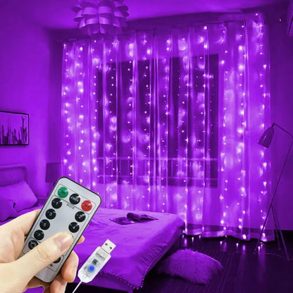 LED-Vorhangbeleuchtung | Silberdraht USB-betrieben & mit Fernbedienung | Verschiedene Größen
