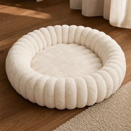 CozyPaw™ | Rundes Plüsch-Haustierbett mit erhöhtem Kuschelrand
