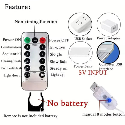 LED-Vorhangbeleuchtung | Silberdraht USB-betrieben & mit Fernbedienung | Verschiedene Größen