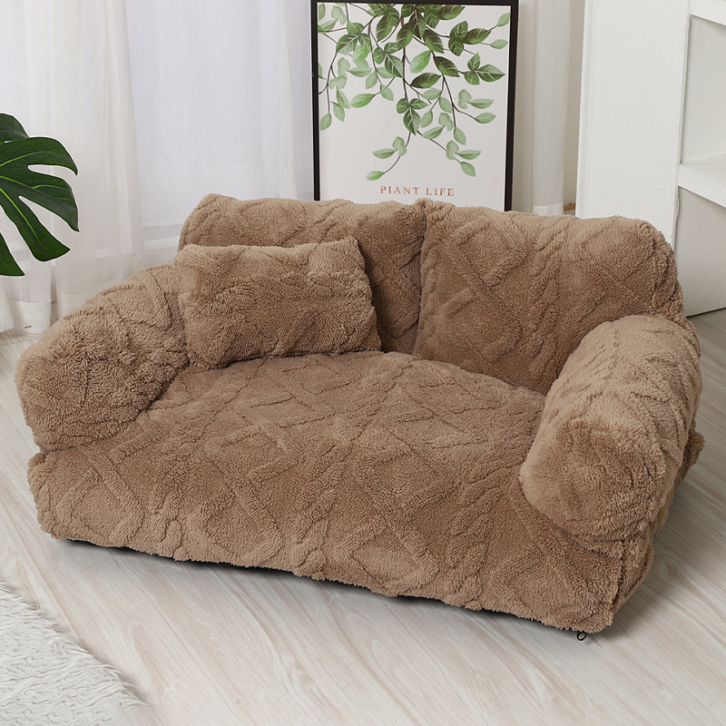 CozyNest™ | Haustiersofa – Plüschbett mit Rand & Kissen