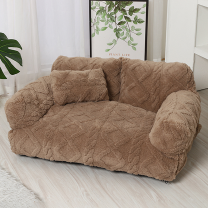 CozyNest™ | Haustiersofa – Plüschbett mit Rand & Kissen
