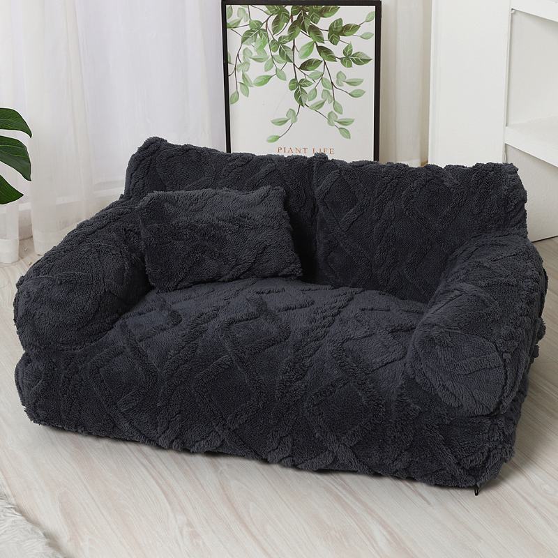 CozyNest™ | Haustiersofa – Plüschbett mit Rand & Kissen