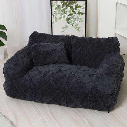 CozyNest™ | Haustiersofa – Plüschbett mit Rand & Kissen