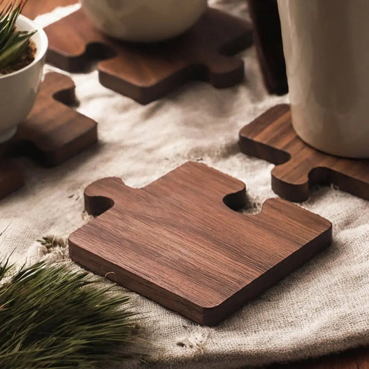 Alderon – Puzzle-Untersetzer aus Walnussholz