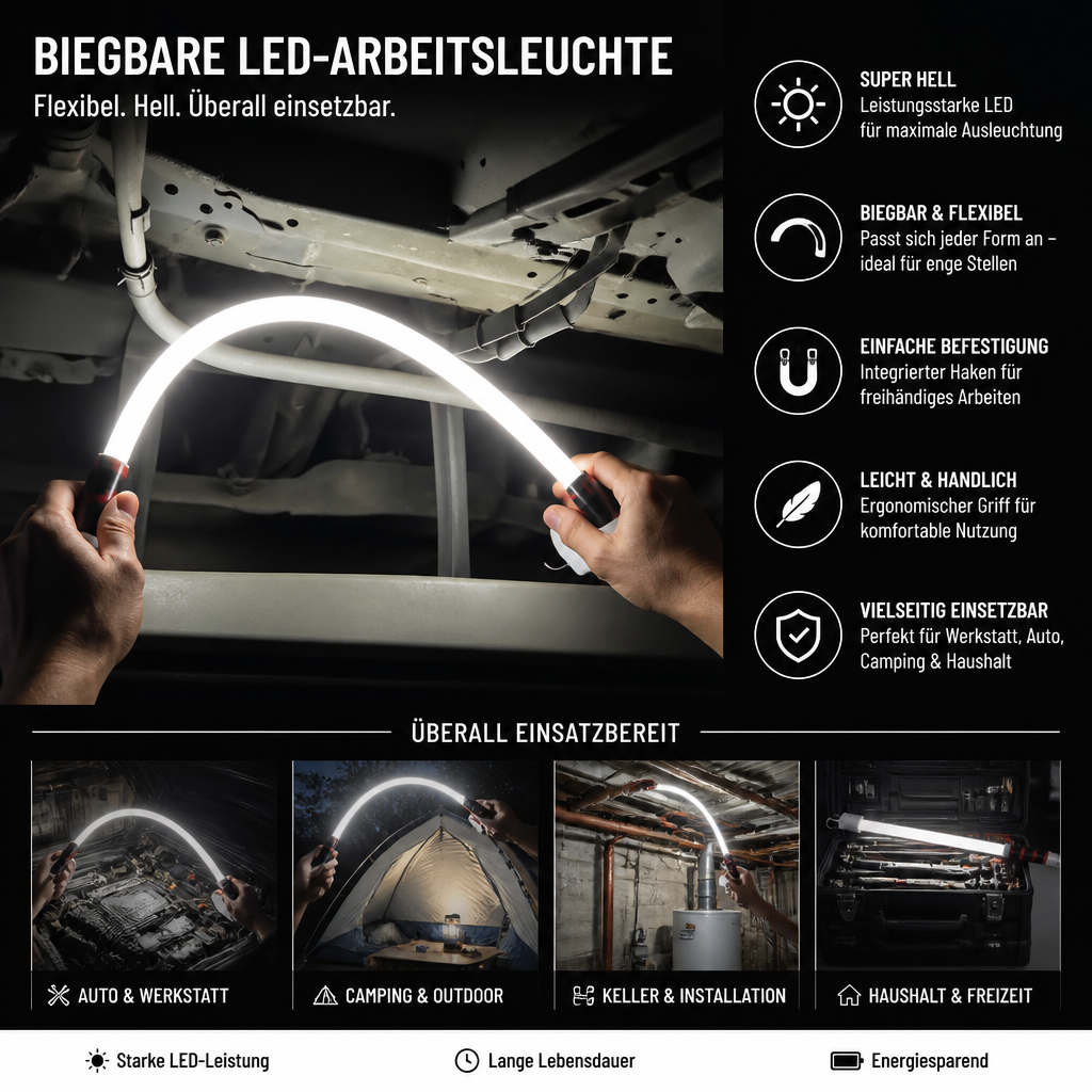 FlexBeam Pro – biegbare LED‑Arbeitsleuchte