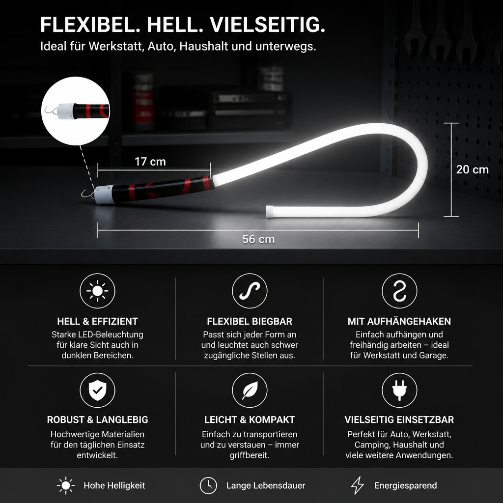 FlexBeam Pro – biegbare LED‑Arbeitsleuchte