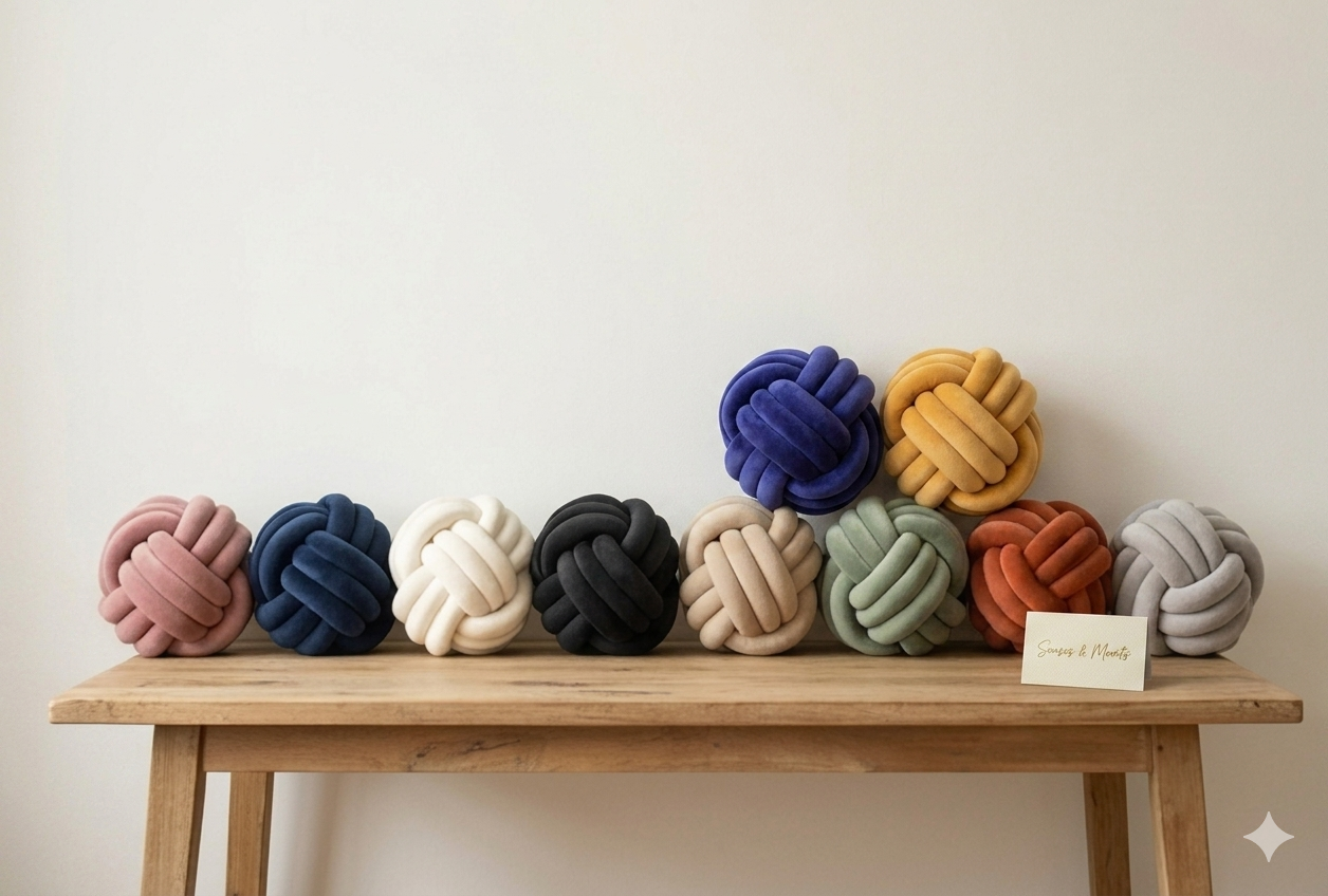 Velvet Cozy Knot Pillow – Handgemachtes Design-Dekokissen (11 Zoll)
