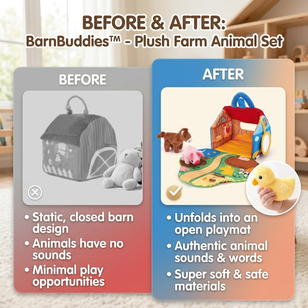 BarnBuddies™ | Plüsch-Bauernhoftier-Set mit Tiergeräuschen