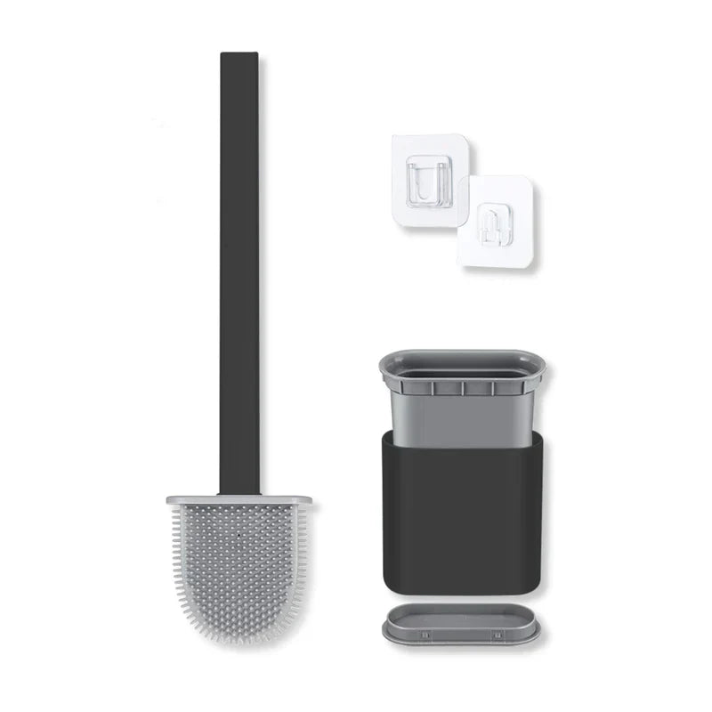 Silikon-Toilettenbürste mit Halter – flexibles WC-Reinigungsbürsten-Set für das Badezimmer