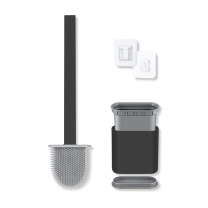 Silikon-Toilettenbürste mit Halter – flexibles WC-Reinigungsbürsten-Set für das Badezimmer