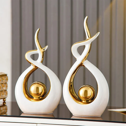 LuxeForm – Abstrakte Keramikskulptur mit Goldakzent