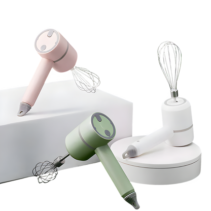 Kabelloser Handmixer | 3 Geschwindigkeiten | Wiederaufladbar | Edelstahlbesen