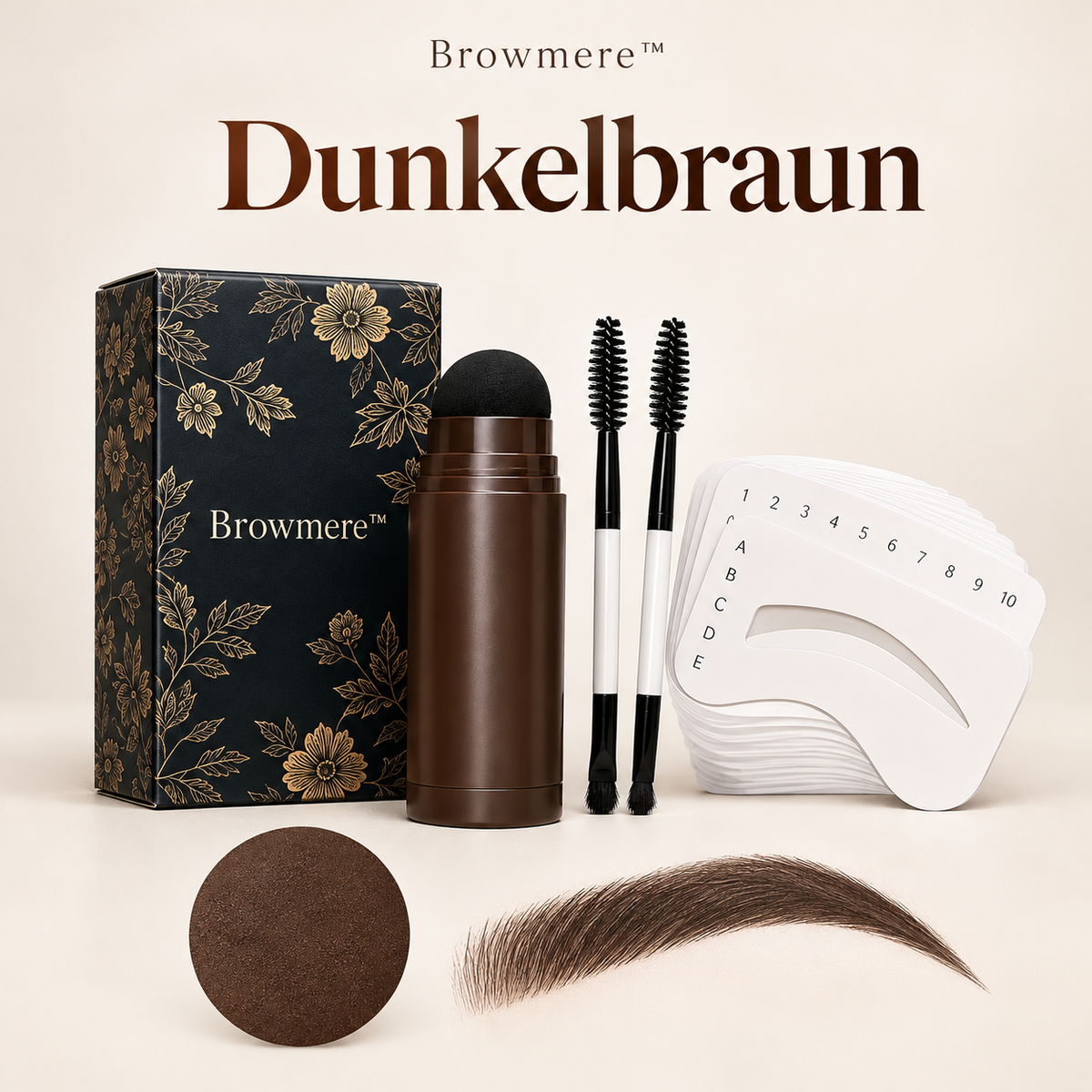 Browmere™ | Wasserfestes Augenbrauen-Stempel- & Schablonen-Set für sofort volle, perfekt geformte Augenbrauen | 1+1 GRATIS