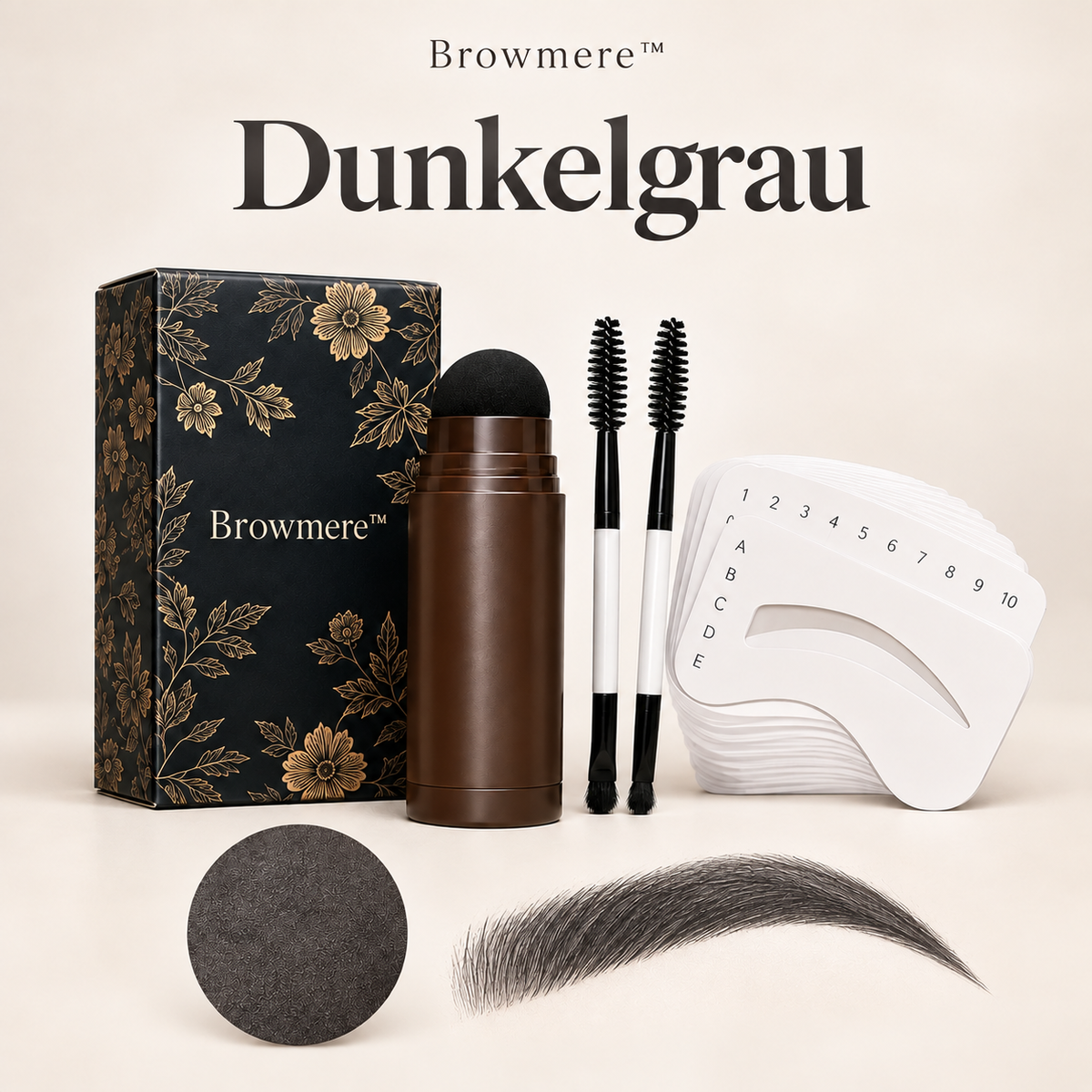 Browmere™ | Wasserfestes Augenbrauen-Stempel- & Schablonen-Set für sofort volle, perfekt geformte Augenbrauen | 1+1 GRATIS