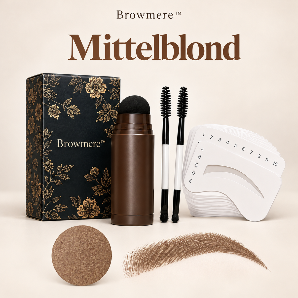 Browmere™ | Wasserfestes Augenbrauen-Stempel- & Schablonen-Set für sofort volle, perfekt geformte Augenbrauen | 1+1 GRATIS