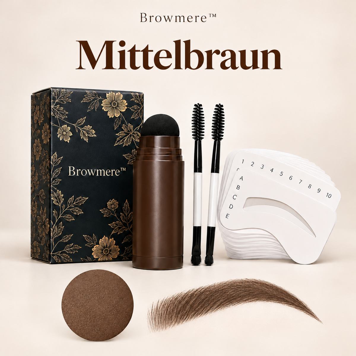 Browmere™ | Wasserfestes Augenbrauen-Stempel- & Schablonen-Set für sofort volle, perfekt geformte Augenbrauen | 1+1 GRATIS