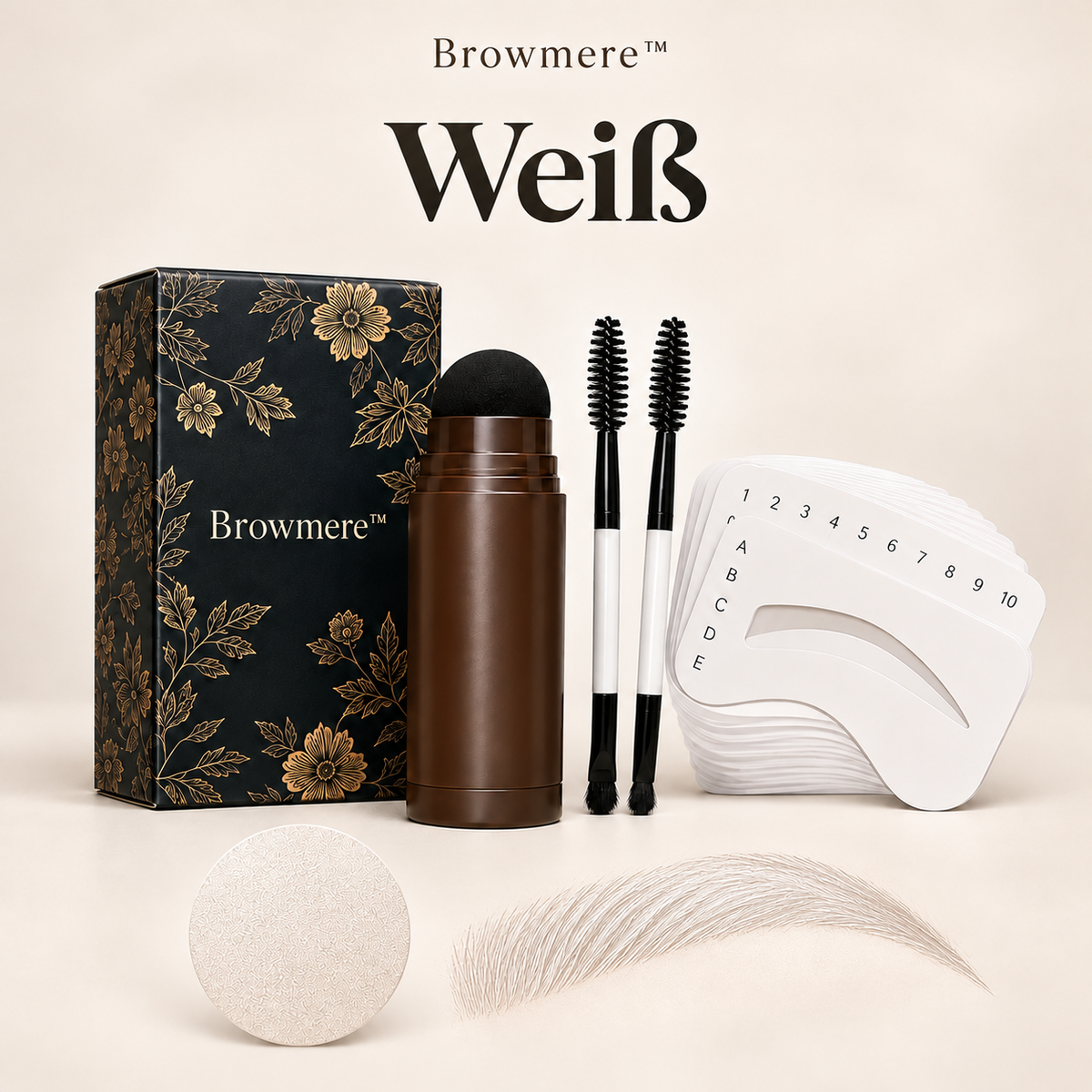 Browmere™ | Wasserfestes Augenbrauen-Stempel- & Schablonen-Set für sofort volle, perfekt geformte Augenbrauen | 1+1 GRATIS