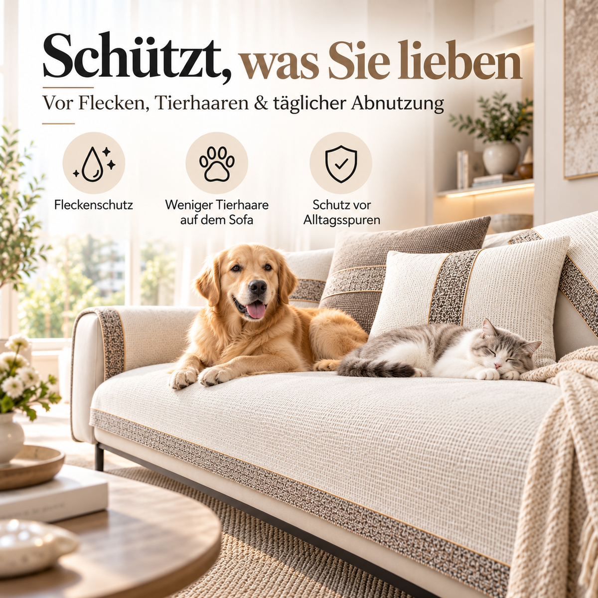 LeinenLux™ | Rutschfester Sofabezug in edler Leinenoptik – Für ein gemütliches Sofa zum Wohlfühlen!