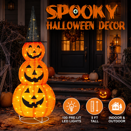 PumpkinGlow™ – Leuchtender Halloween-Kürbisturm mit LED-Beleuchtung | 2 Größen
