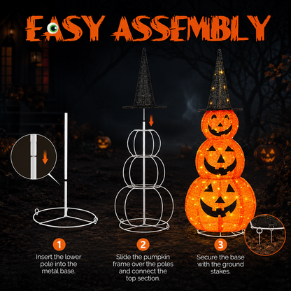 PumpkinGlow™ – Leuchtender Halloween-Kürbisturm mit LED-Beleuchtung | 2 Größen