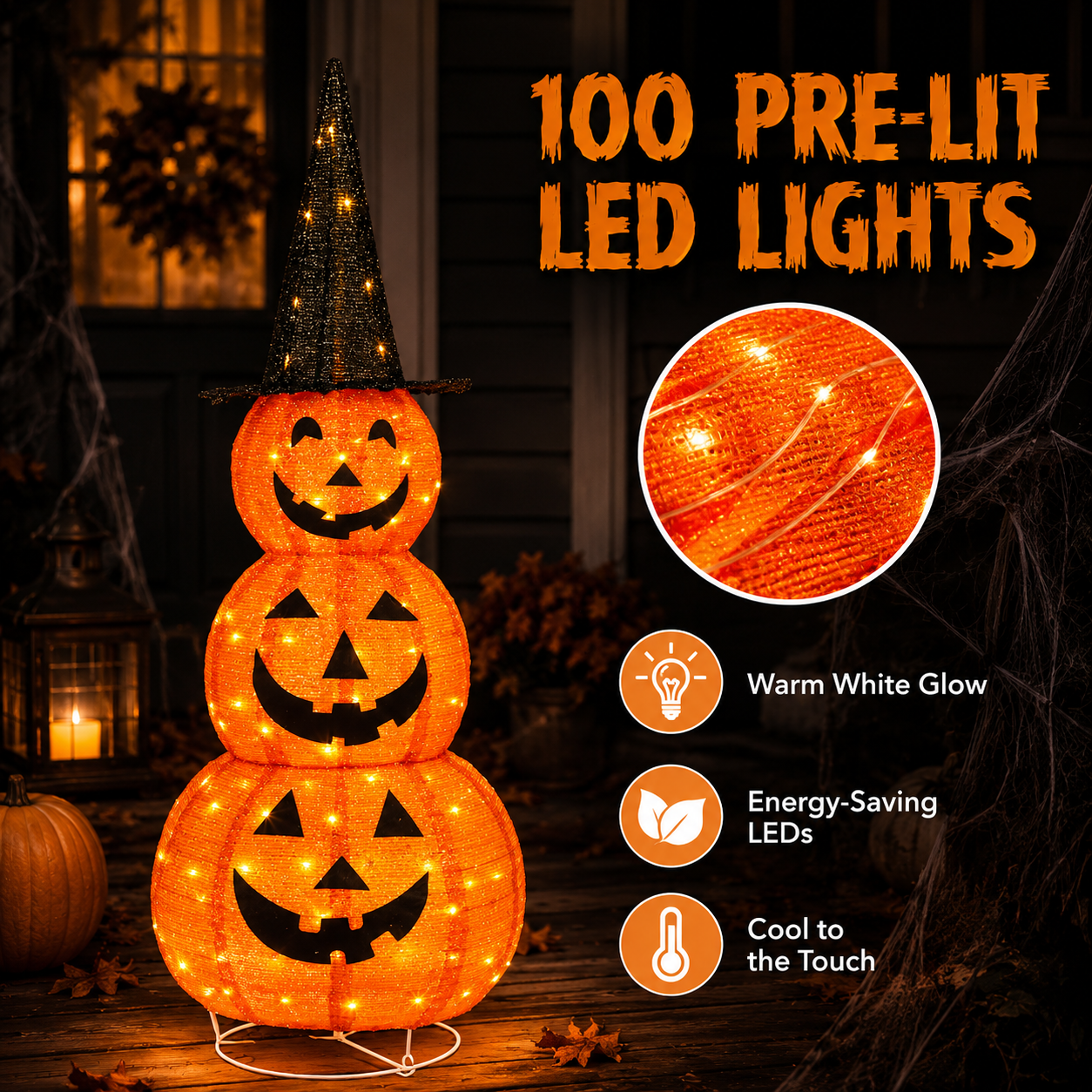 PumpkinGlow™ – Leuchtender Halloween-Kürbisturm mit LED-Beleuchtung | 2 Größen