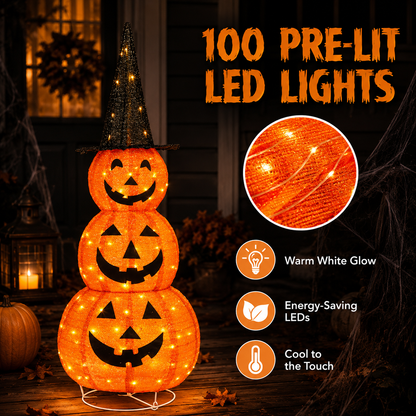 PumpkinGlow™ – Leuchtender Halloween-Kürbisturm mit LED-Beleuchtung | 2 Größen