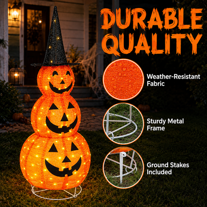 PumpkinGlow™ – Leuchtender Halloween-Kürbisturm mit LED-Beleuchtung | 2 Größen