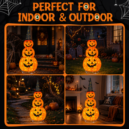 PumpkinGlow™ – Leuchtender Halloween-Kürbisturm mit LED-Beleuchtung | 2 Größen