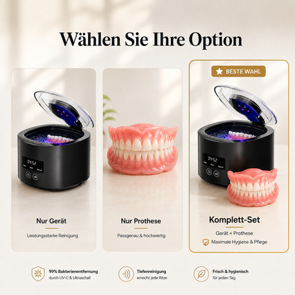 Premium Zahnprothese – Optional mit Ultraschall-Reiniger für tägliche Tiefenpflege
