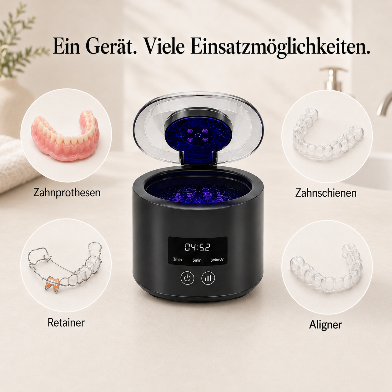 Premium Zahnprothese – Optional mit Ultraschall-Reiniger für tägliche Tiefenpflege