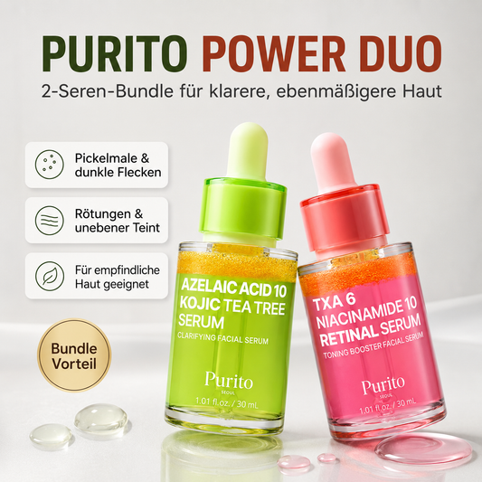 PURITO Power Duo – 2-Seren-Bundle für klarere, ebenmäßigere Haut