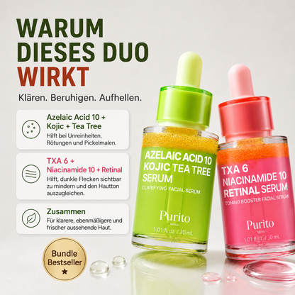 PURITO Power Duo – 2-Seren-Bundle für klarere, ebenmäßigere Haut