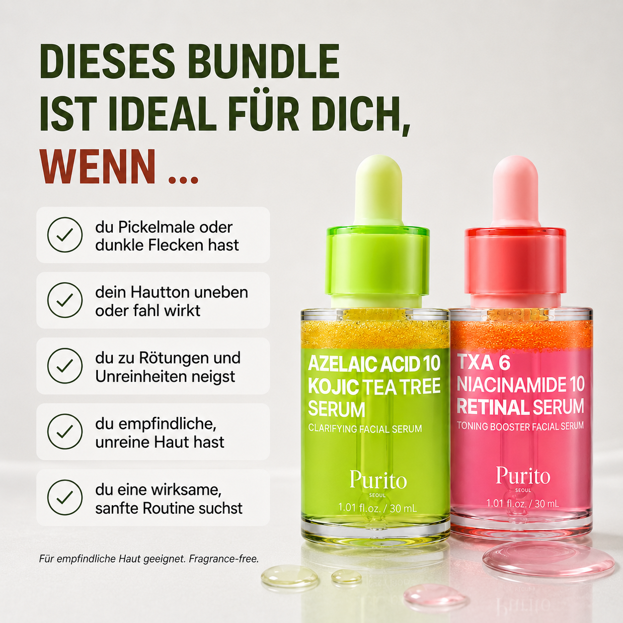 PURITO Power Duo – 2-Seren-Bundle für klarere, ebenmäßigere Haut
