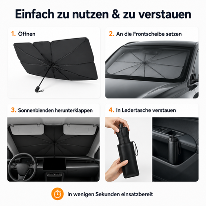 Nie wieder in ein überhitztes Auto einsteigen – Windschutzscheiben-Sonnenschirm für Auto, SUV & LKW
