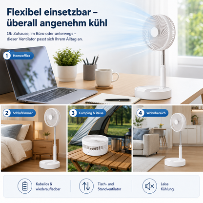 Faltbarer Akku-Ventilator mit Fernbedienung