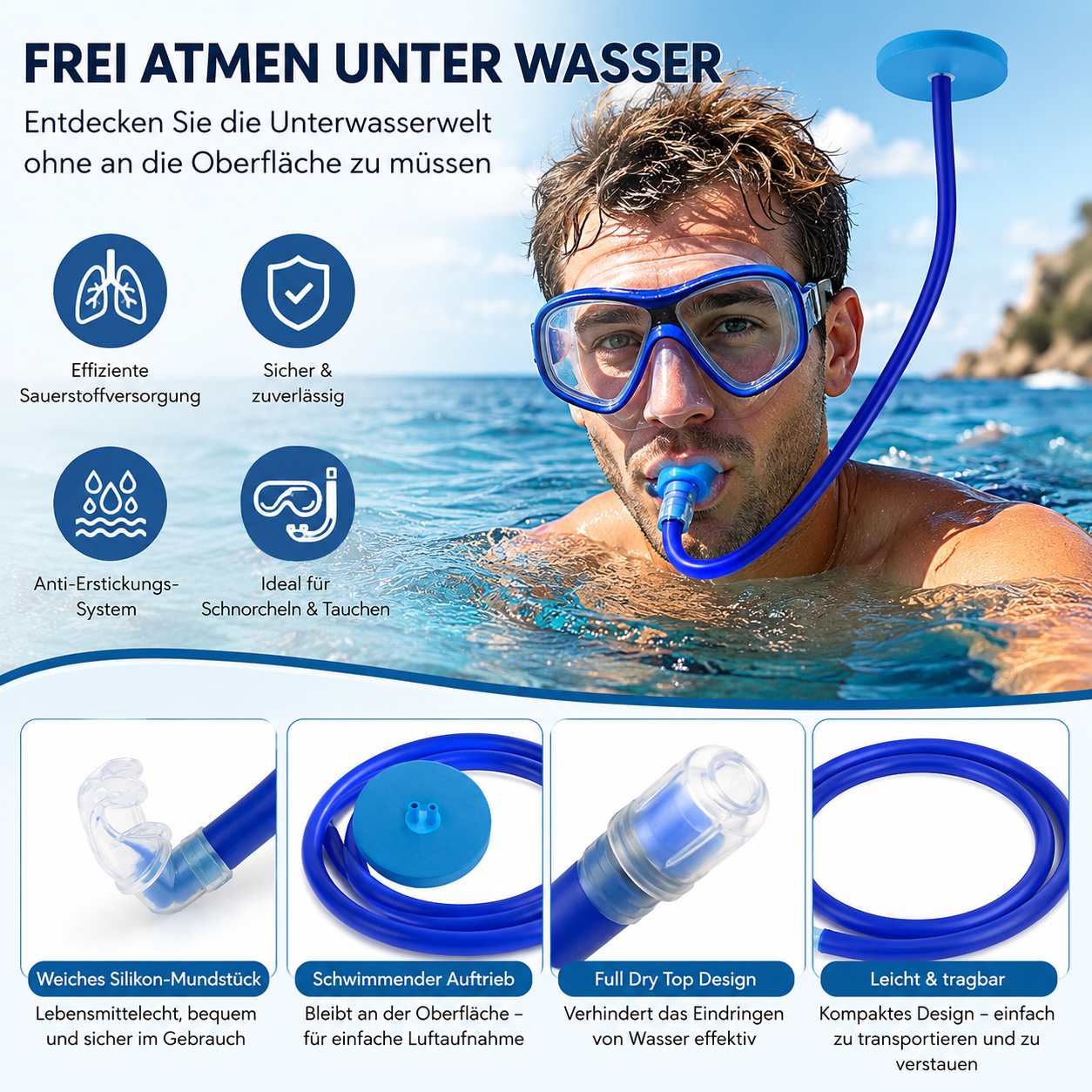 Entdecken Sie die Unterwasserwelt – frei, ruhig und ohne ständiges Auftauchen