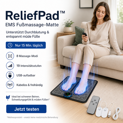 Letzter Tag -50% | ReliefPad™ – Unterstützt die Durchblutung bei Lymphstau, Krampfadern & müden Beinen