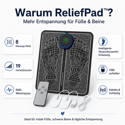 Letzter Tag -50% | ReliefPad™ – Unterstützt die Durchblutung bei Lymphstau, Krampfadern & müden Beinen