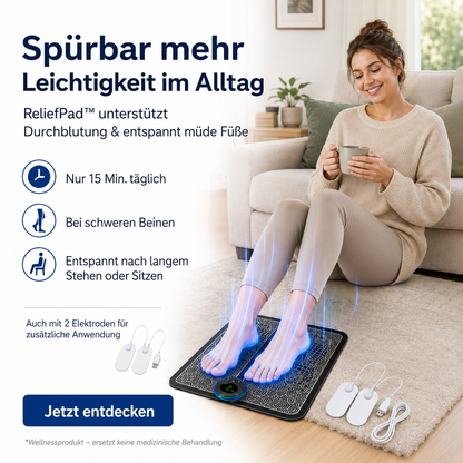 Letzter Tag -50% | ReliefPad™ – Unterstützt die Durchblutung bei Lymphstau, Krampfadern & müden Beinen